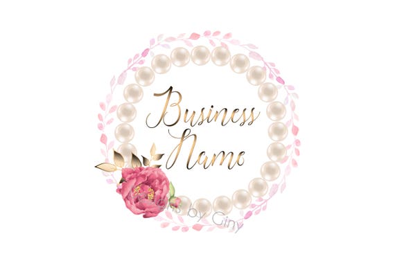 Digital Custom Logo Design Pearls And Roses Logo Vector Etsy
