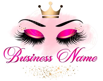 Hot pink Crown Lash Logo Design: Beauty Cosmetics Branding  (Digital Files)
