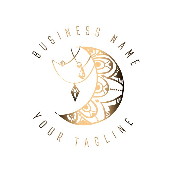 Digital Custom Logo Design Gold Elegant Moon Logo Gold And Etsy