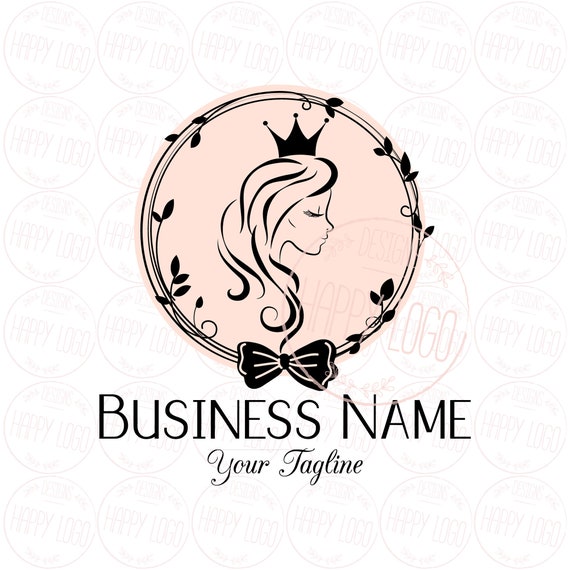 DIGITAL Custom Logo Design Hair Crown Beauty Logo Pink Black | Etsy