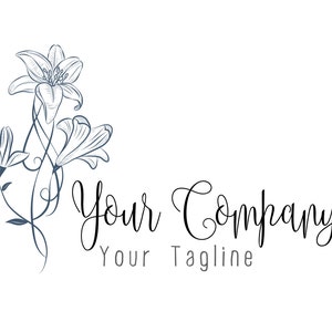 Lily Flower Logo: Sketch Botanic Design (Digital Files)