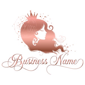 Rose Gold Queen Hair Logo: Beauty Salon Branding Package