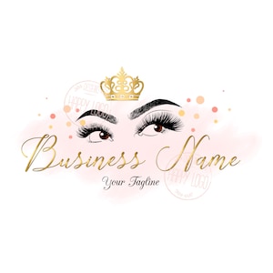 Lash Logo Design: Crown Beauty, Makeup Branding (Vector)