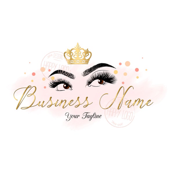 Lash logo, custom logo design , lashes logo, crown lash beauty logo, makeup logo, cosmetics logo, branding package, vector graphic design