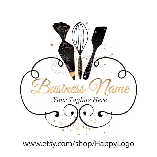 Bakery business logo, piping bag logo, baking logo, piping bag whisk spatula logo, bakery logo, Custom logo design, cooking logo vector