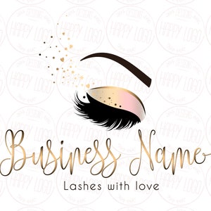 Lash custom logo design, lashes beauty logo, makeup artist logo, gold lashes logo design, graphic design lashes, vector branding package
