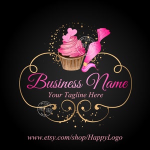 Watercolor Cupcake Logo Design: Custom Bakery Logo
