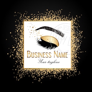 Sparkle Eyelash Logo: Gold Glitter Confetti Design (Digital Files)