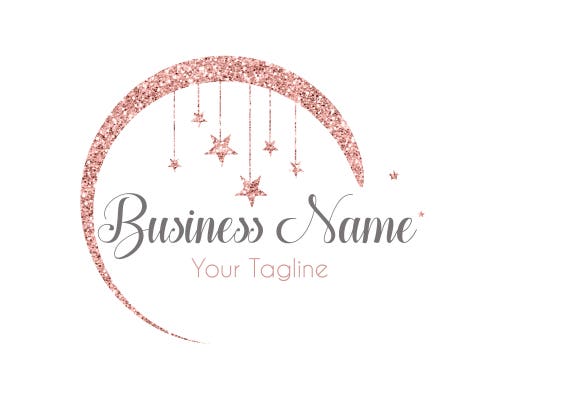 Digital Custom Logo Rose Gold Glitter Moon Logo Glitter Pink Etsy