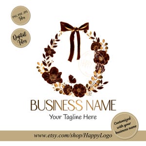 Floral wreath Ribbon Logo: Coquette Fashion Boutique business branding