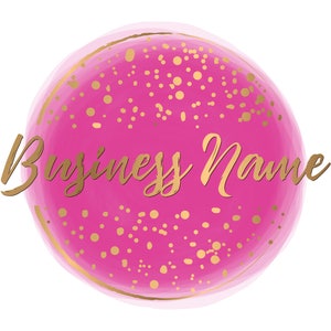 Round circle hot pink logo, gold dots logo, watercolor watermark logo, fashion boutique logo, feminine logo, branding package graphic design