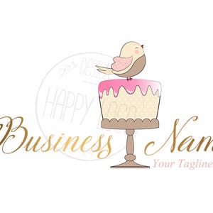 Bakery logo, cake logo, custom logo design, bird cake logo, baking logo, birthday cake, branding package, graphic design, personalized logo