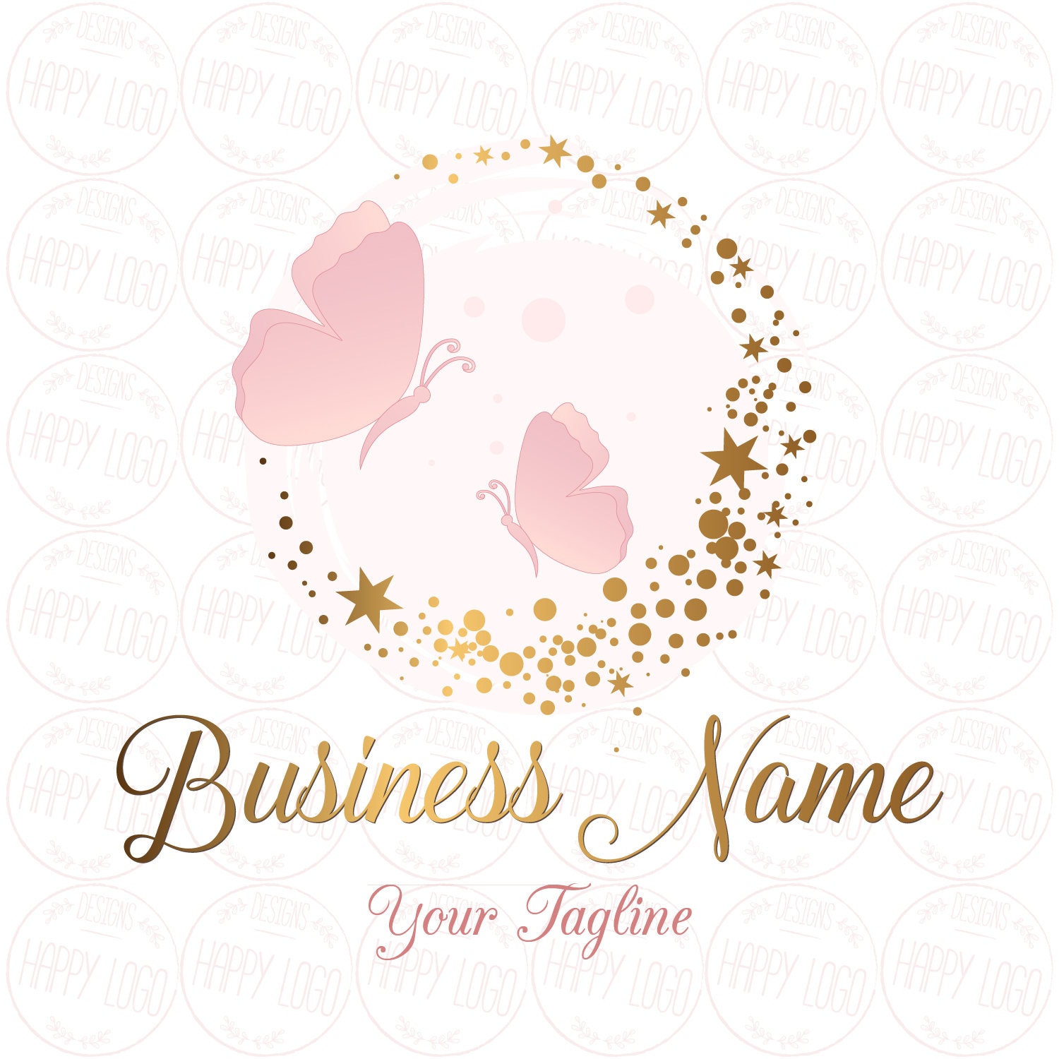 DIGITAL Custom Logo Design, Butterfly Logo Moon Stars, Pink Gold Logo Design,  Butterfly Logo for Kids, Pink Gold Butterfly Logo Design Moon - Etsy