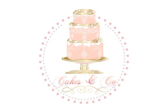 Digital Custom Logo Design Cake Bakery Logo Pink And Gold Etsy