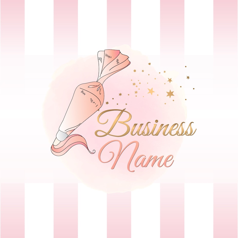 DIGITAL Custom Logo Design Piping Bag Logo Cute Pastel Etsy