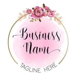 Flowers wreath circle logo design, red roses flowers round logo, fashion boutique logo, beauty salon logo, botanic decoration, branding pack