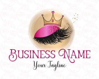 Lash custom logo design, crown lash beauty logo, cosmetics logo, lashes logo, makeup artist logo, lash extension logo, branding package