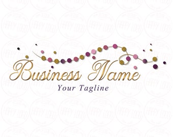 Jewelry logo, beads logo, handmade jewelry logo, jewelry store logo, gold pink purple gems logo, gemstone bijou, vector branding identity