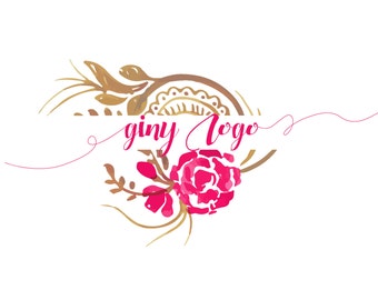 DIGITAL Custom logo design, flower logo, pink magenta rose logo, hand painted rose logo, rose Logo , Professional Business Logo, logo design