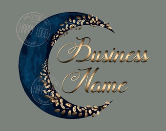 Floral Moon Logo, Watercolor Vector Branding (Premade)