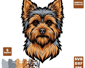 Yorkshire Terrier SVG,  5 Layer Layered Dog Cut File, Cricut Laser CNC