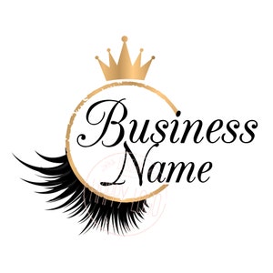 Lash custom logo design, lashes logo, crown lash beauty logo, makeup logo, gold lash logo design, lash extension logo, lash branding package