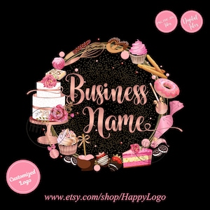 Bakery logo, baking logo, premade watercolor, cake logo, baking logo design, cupcake logo, cakery logo, branding package, graphic design