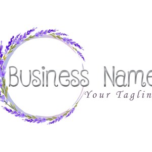 Lavender logo, wreath flowers logo, fashion boutique logo, beauty salon logo, purple watercolor flower logo design, vector branding package