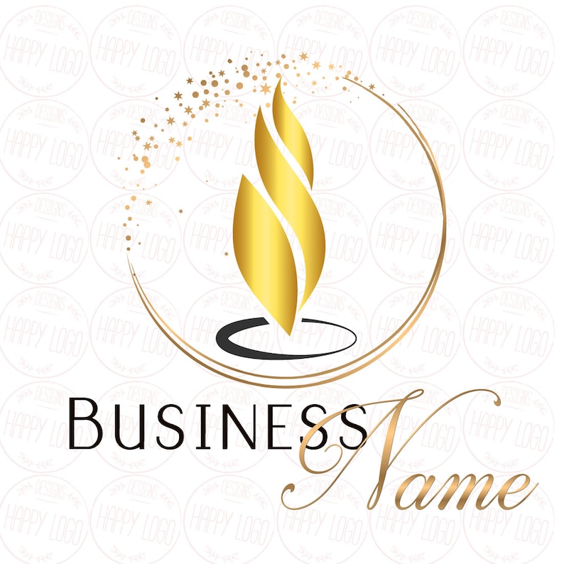 DIGITAL Custom Logo Design Flame Gold Logo Flame Candle Etsy