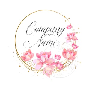 Logotipo de flores, logotipo de boutique de moda, logotipo de salón de belleza, logotipo personalizado de loto, logotipo de corona de flores de acuarela, logotipo floral, identidad de marca