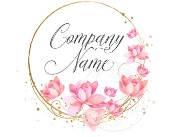 Flowers logo, fashion boutique logo, beauty salon logo, lotus custom logo, watercolor flower wreath Logo, floral logo, branding identity