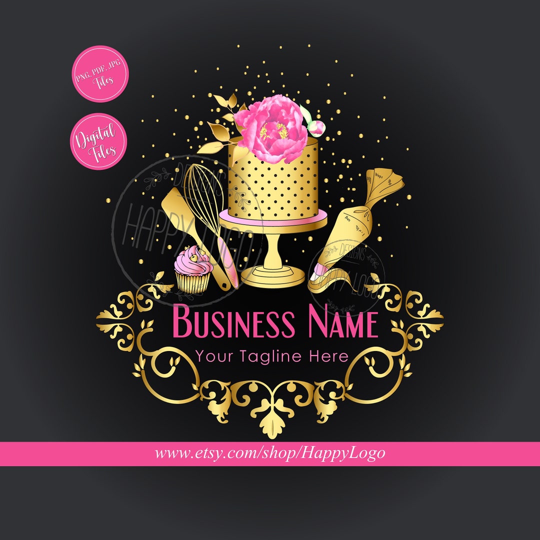 Bakery Logo, Elegant Cake Cupcake Sweets Business, Baking Logo, Whisk ...