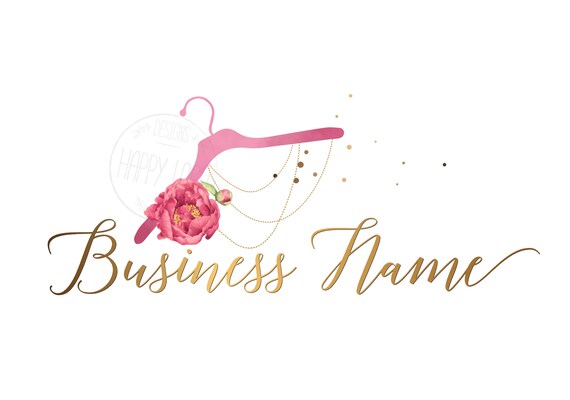 Digital Custom Logo Design Fashion Hanger Logo Gold Pink Etsy