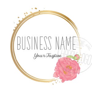 Flower logo design, floral logo, wreath round circle logo, florist logo, watercolor peony logo, business logo, graphic design, branding pack
