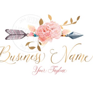 Flowers arrow logo, watercolor arrow flowers watermark, botanic decoration, nature botany, flower shop, florist logo, branding identity