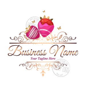 Bakery logo, strawberry logo, dripping strawberry logo, cookie logo, strawberry design, dessert logo, custom branding, branding package