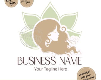 Feminine Beauty Logo Design | Botanical Woman Face Logo | Sage Skincare Wellness Brand Logo | Digital Download