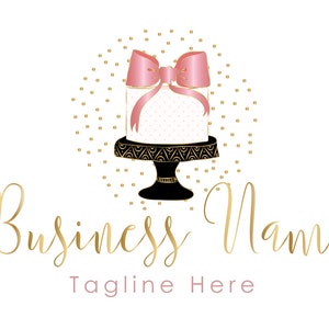 DIGITAL Custom Logo Design Cake Bow and Dots Bakery Logo - Etsy