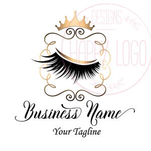 Lash logo, custom logo design, lashes logo, crown lash beauty logo, makeup logo, branding package, graphic design, lash extension logo image 1