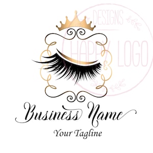 Lash logo, custom logo design, lashes logo, crown lash beauty logo, makeup logo, branding package, graphic design, lash extension logo image 1