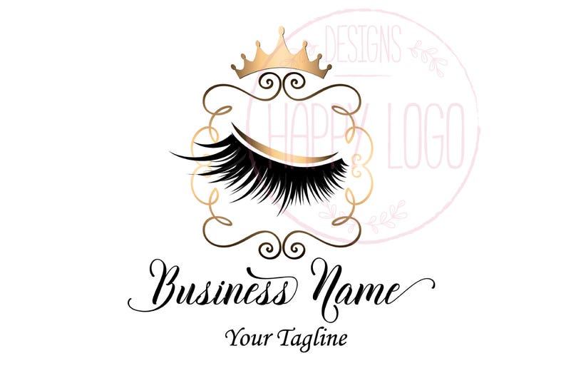 Lash logo, custom logo design, lashes logo, crown lash beauty logo, makeup logo, branding package, graphic design, lash extension logo image 1