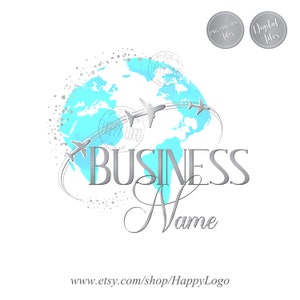 Travel logo design, travel agent logo, travel agency logo, round earth globe plane travel logo, vector graphic design, branding package