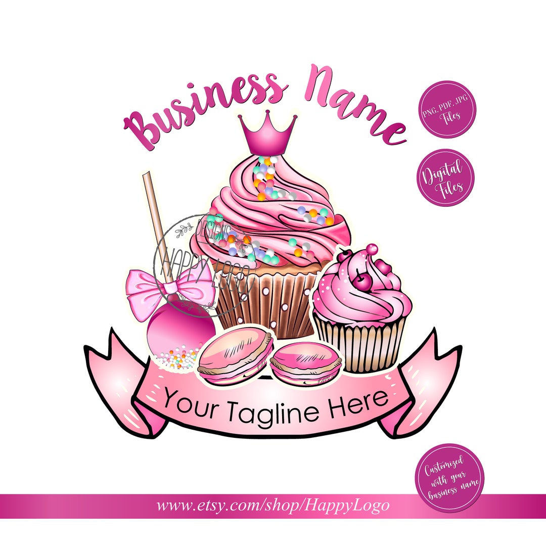 pink watercolour bakery logo | etsy | cake logo... Watercolor Bakery Logo Design: Cupcake, Macaron, Cake Pop (digital ...