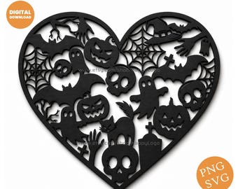 Halloween Heart SVG Laser Cut File for Cricut Glowforge CNC Decor