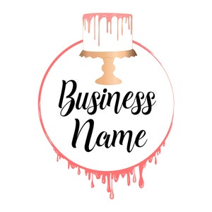 Bakery logo, cake logo design, premade sweets treats logo, watercolor logo, Custom design, pink dripping cake logo, vector graphic design