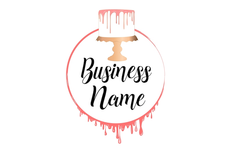 Digital Custom Logo Design Pink Dripping Cake Logo Bakery Etsy
