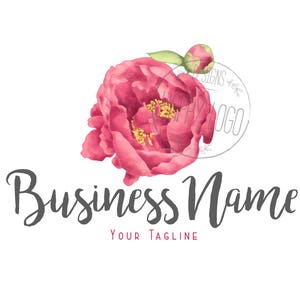Flower logo, fashion boutique logo, beauty salon logo, watercolor peony logo, floral logo, botanic decoration, nature botany, branding pack