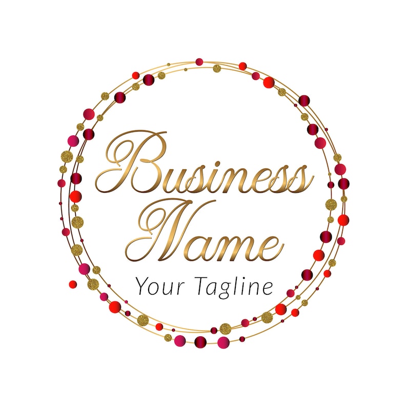 DIGITAL Custom Logo Design Gold Red Beads Logo Round Jewelry Etsy