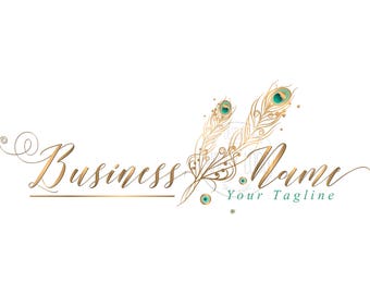 Feather logo, fashion boutique logo, beauty logo, peacock feathers logo design, branding package business logo, vector branding identity