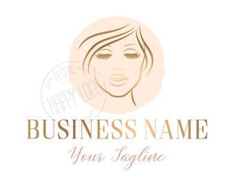 Hairstyle logo, lashes logo, lady beauty lash logo, makeup logo, hair salon logo, gold pink beauty logo lady, Hairdresser Logo, vector logo